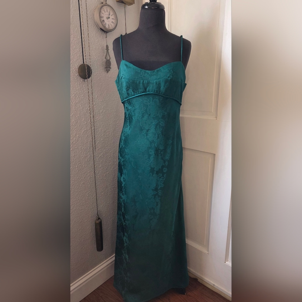 WAYF Green Rose Slip Dress